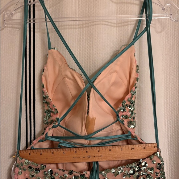 Sequin Evening Gown in Pink and Green - Picture 6 of 9